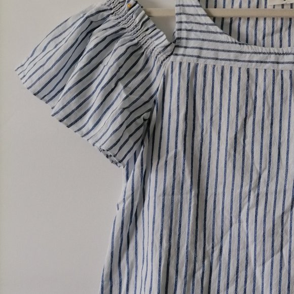 Everly Women's Blue Stripe Blouse Cold Shoulder Size S - Picture 3 of 6